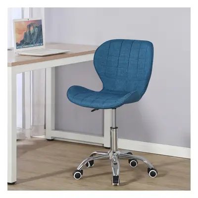 (Blue Fabric) Charles Jacobs Adjustable Swivel Chair | Office Chair With Chrome Wheels