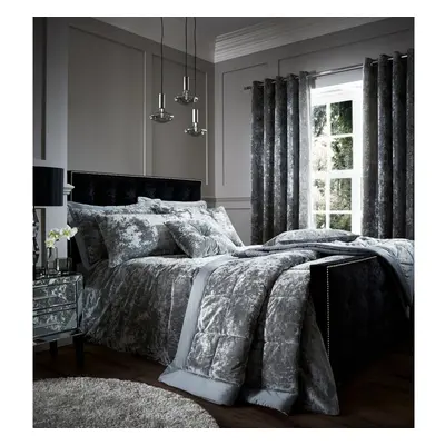 Catherine Lansfield Crushed Velvet Double Duvet Set Silver