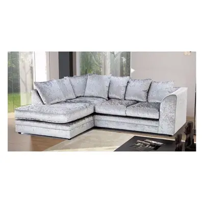 (Silver, Left hand corner) Bella Crushed Velvet Corner sofa