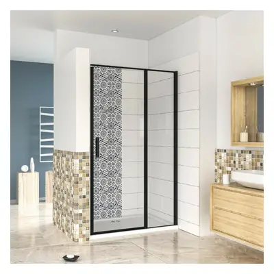 (1200mm) New BLACK Frame Pivot Shower Door Enclosure