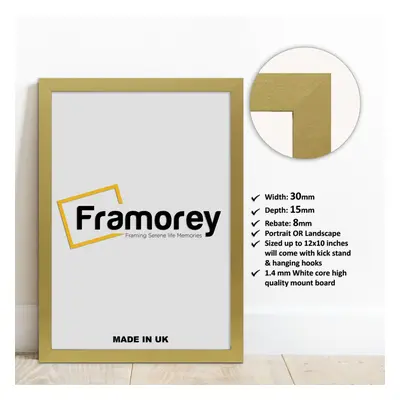 (120x80 CM) Gold Picture Frame / Wall Art Frames / Flat Wooden Effect Poster Frame / Photo Print