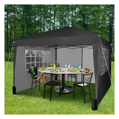 (Black) Pop-up Gazebo Party Tent 3mx3m with Sides & Weight Bags