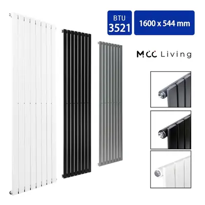 (Black, 1600x544 mm Single) MCC Radiator Horizontal Vertical Designer Flat Panel Central Heating