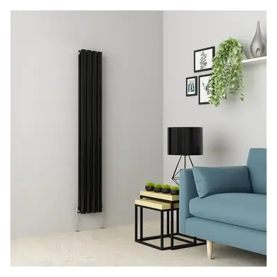 (1600 x 237mm Double, Black) Oval Tube Designer Radiator