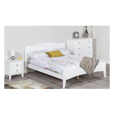 (4FT6 Double) Lauren White Wooden Slatted Bed Frame (FRAME ONLY)