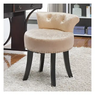 (Champagne) Crushed Velvet Vanity Stool | Dressing Table Chair