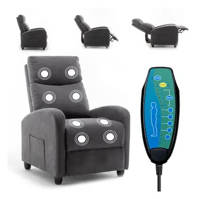 (Grey) Pushback Velvet Massage Armchair Chair