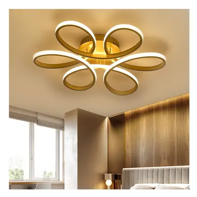 (Gold, 58cm-Dimmable) Modern LED Ceiling Light Chandelier Lamp Flower Shape