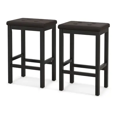 Set of Kitchen Counter Height Bar Stool Padded Seat W/ Footrest