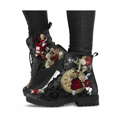 ( Red, 43) STUNNING Woman's Fashion Alice In Wonderland Steampunk Ankle Boots