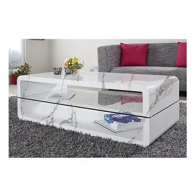 Xono High Gloss Coffee Table With Shelf In Diva Marble Effect