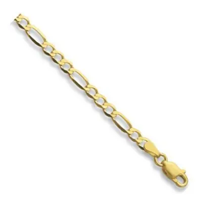 (20 Inch) 9ct Yellow Gold Bevelled Figaro Chain Necklace - 4mm Thick - Various Lengths - 16, 18,