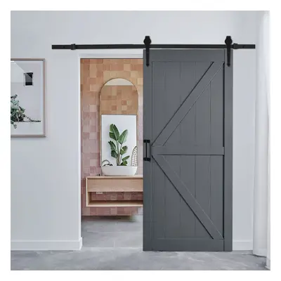 (Dark Grey) Farmhouse Style Wooden Barn Door