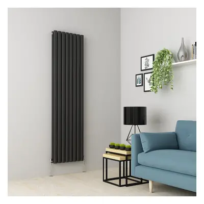 (1800 x 473mm Double, Anthracite) Oval Tube Designer Radiator