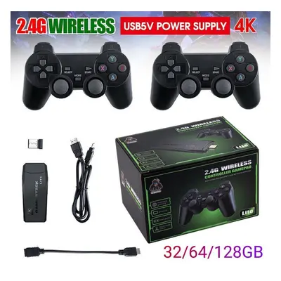 (128GB Games) 128GB Wireless HDMI TV Game Stick Console 20000+ Built-in Games +2 Gamepad 4K