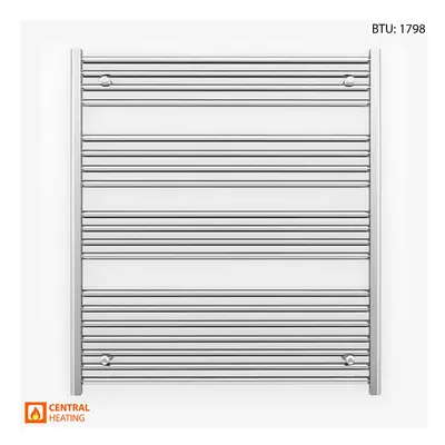 (1000 x (BTU: 1798), TRV Chrome Straight Valves) 1000mm Wide Chrome Towel Rail Radiator With Val