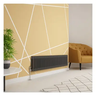 (300 x 1460mm Double, Anthracite) PlumbGalaxy Traditional-Style Cast Iron Radiator