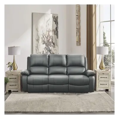 (Dark Grey, Seat Only) Reclining Luxury Leather Sofa Set In Choice of colours- Piece, Piece, Arm