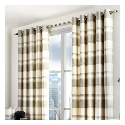 Fusion - Balmoral Check - Ready Made Lined Eyelet Curtains - 66" Width x 72" Drop (168 x 183cm),