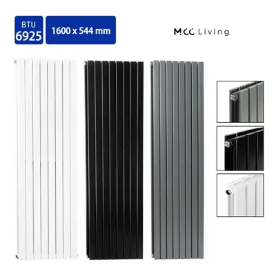 (Black, 1600x544 mm Double) MCC Radiator Horizontal Vertical Designer Flat Panel Central Heating