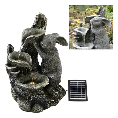 (SOLAR RABBIT FOUNTAIN) GEEZY Solar LED Statues Home Decoration Outdoor Garden Water Features Fo