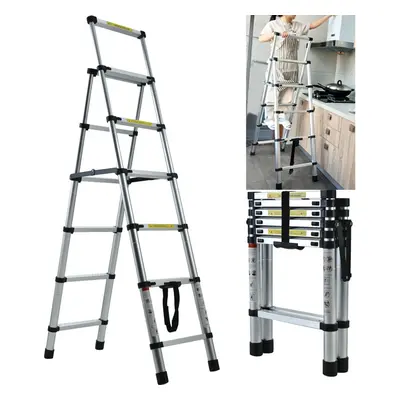 (2M-2.3M) Telescopic Ladder A-Frame Extension Step Ladder Aluminium Lightweight Portable Multi-P