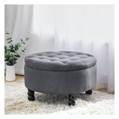 (Grey) Footstool Storage Ottoman Deep Button Pouffe Coffee Table