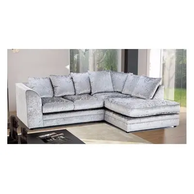 (Silver, Right hand corner) Bella Crushed Velvet Corner sofa