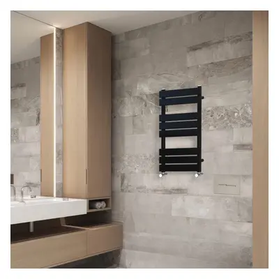 (800x450mm) NRG Flat Panel Heated Towel Rail Bathroom Rad Radiator Black