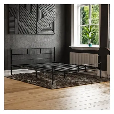 (King Size, Black) Dorset Metal Bed Frame Modern Headoard Bedroom