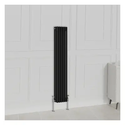 (1500x290mm-3 Column, Black) NRG Traditional Radiator Horizontal Vertical Cast Iron Style Double