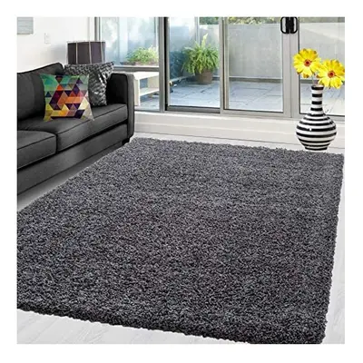 (Dark Grey, x cm (5 ft in x ft in)) X Large Small Soft Shaggy Rugs Modern Non Slip Rug