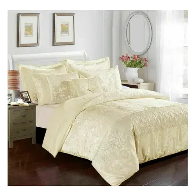 (Beige, Double) Luxury Crushed Velvet SANTIAGO Duvet Cover Bedding