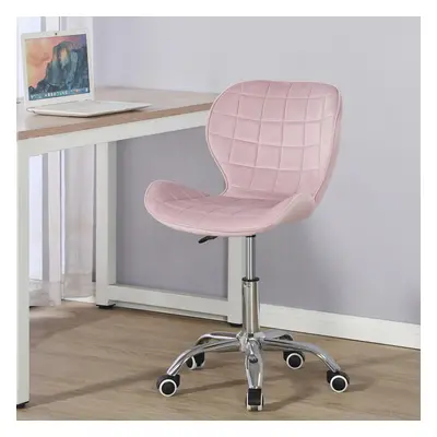 (Pink Velvet) Charles Jacobs Adjustable Swivel Chair | Office Chair With Chrome Wheels