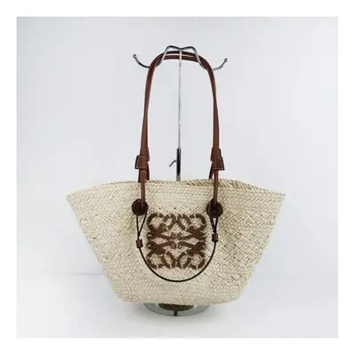 ( beige) Handmade Straw Bags Summer Luxury Shoulder Bag Woven Vegetable Basket Bag