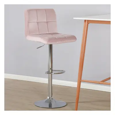 (Velvet Pink) Charles Jacobs Cube Style Adjustable Breakfast Bar Stool with Footrest