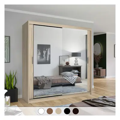 (Oak, 120cm) Chicago Double Mirror Sliding Door Wardrobe