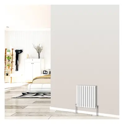 (Horizontal 600x590mm - Double) NRG White Designer Radiator Premium Oval Column Central Heating 