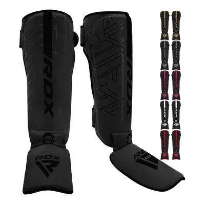 (Black, Medium) RDX Shin Guards for Kickboxing, Muay Thai