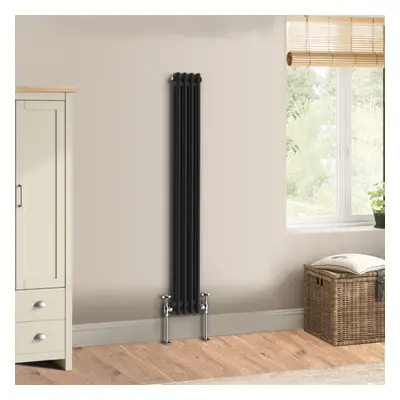 (1500 x 200mm - Double) Warmehaus Traditional Cast Iron Style Black Radiator Perfect for Bathroo