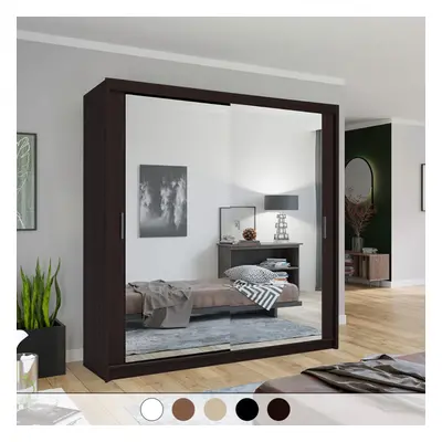 (203 , Wenge ) Chicago Sliding Double Mirror Door Wardrobe