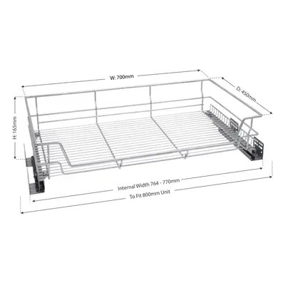 (for 800mm unit) Pull out Cabinet Wire Baskets Soft Close Runners