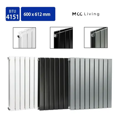 (Grey, 600x612 mm Double) MCC Radiator Horizontal Vertical Designer Flat Panel Central Heating R