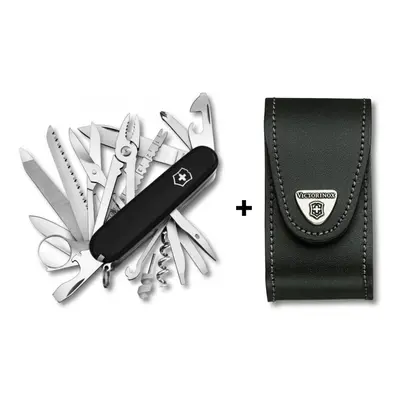 (black/black) Victorinox SWISS CHAMP Swiss army knife bundle pack - with free Victorinox pouch