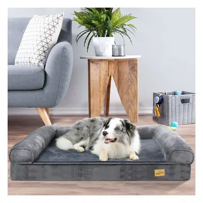 (XL(100x75x8cm)) Bolster Orthopedic Dog Bed Sofa Washable Grey