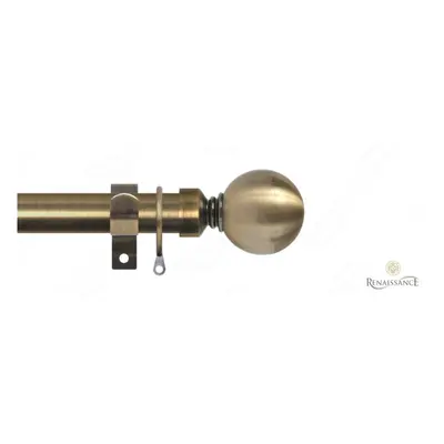 (Antique Brass, 120cm - 210cm) Extendable 25-28mm Plain Metal Ball Curtain Pole