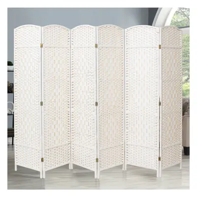 (6 Panels) Wicker Folding Room Divider Privacy Screen Separator