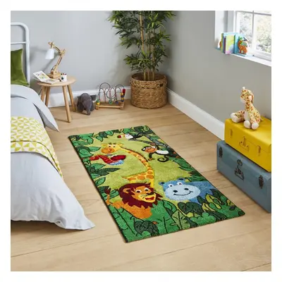 (80x150cm) Brooklyn Kids Rugs in Green Hand Carved Durable Children Mats