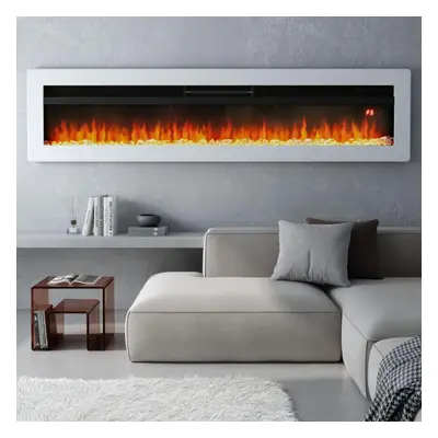 (White 60inch) Living And Home LED Electric Wall Fireplace | Flame Colours with Freestanding Leg