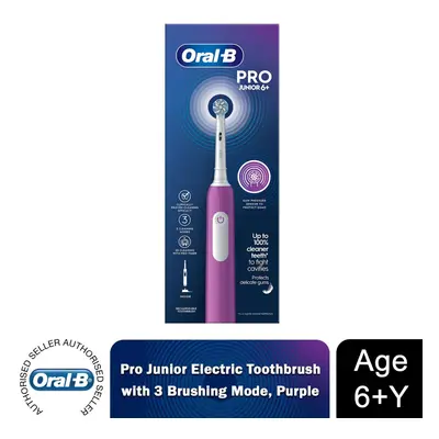 (Purple) Oral-B Pro Junior Electric Toothbrush for Kids 6+Y